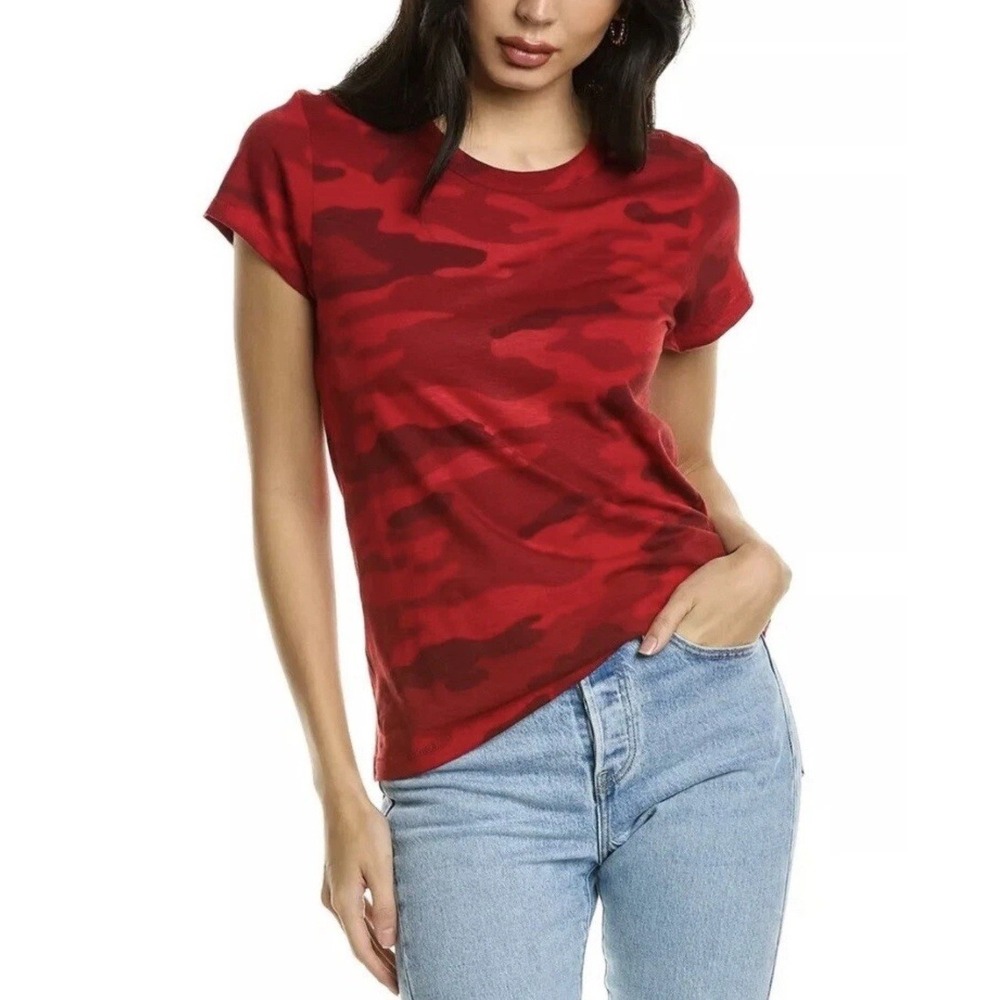 Rag & Bone Red Camo Pima Cotton Short Sleeve Crewneck Tee Shirt XS Designer